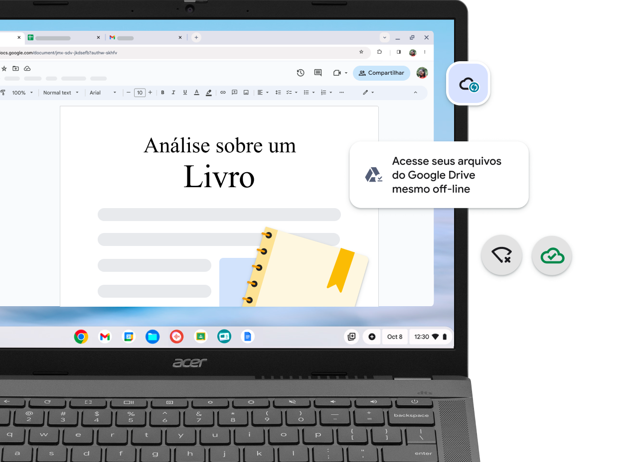 Um módulo quadrado amarelo-claro com um Chromebook.