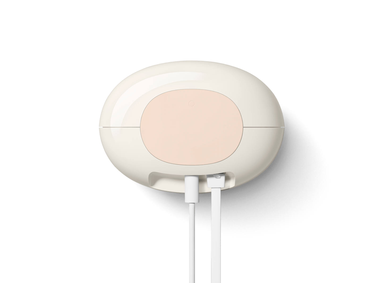 Bottom of a Linen-colored Nest Wifi Pro showing non-slip padding.