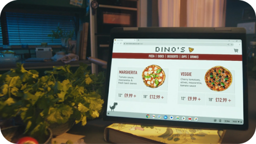 Chromebook 2 360 flip mode used for cooking