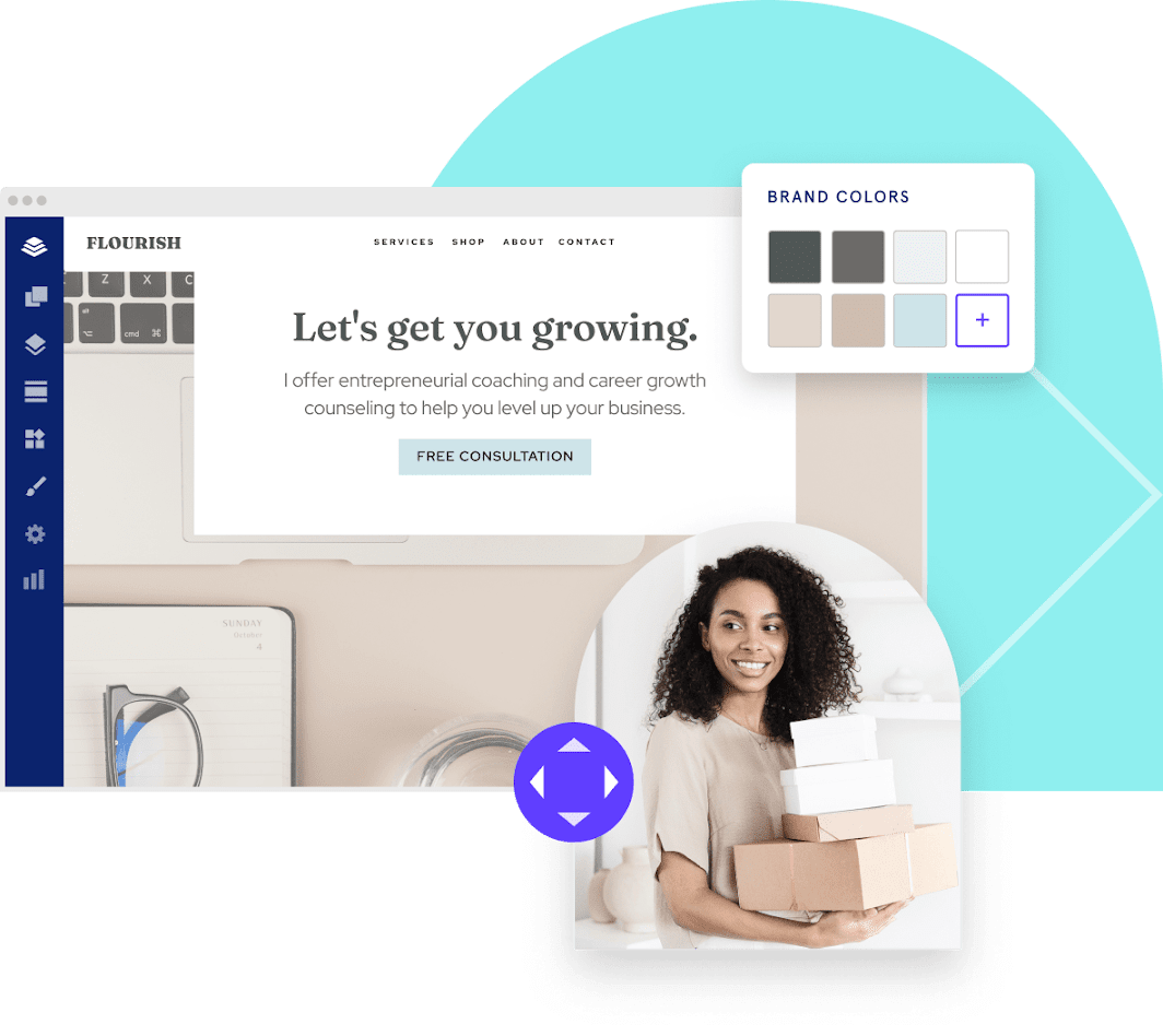 website builder with small business template and brand colors