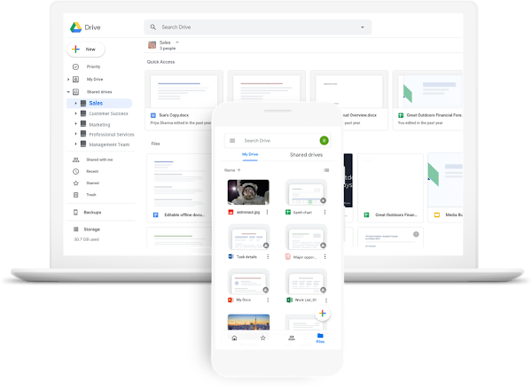 Interface utilisateur de Drive sur un ordinateur portable et sur un mobile 