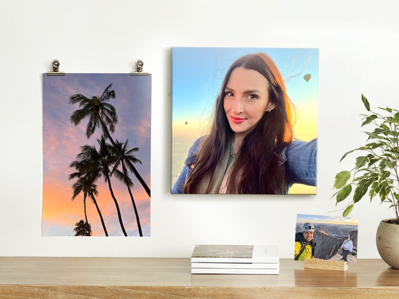 Various Google Photos photo print products.